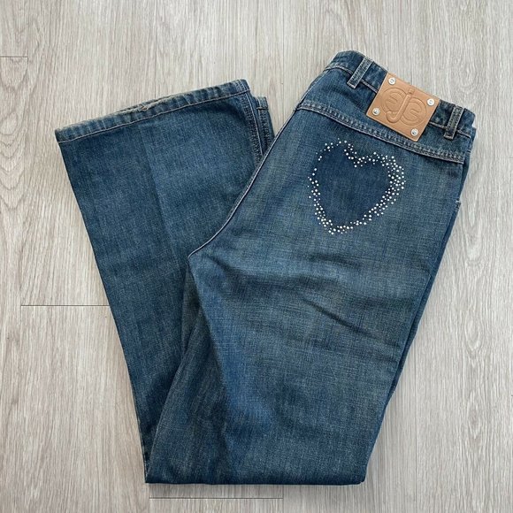 Escada EU 44 US 14 Jeans Wide Straight Leg Bling